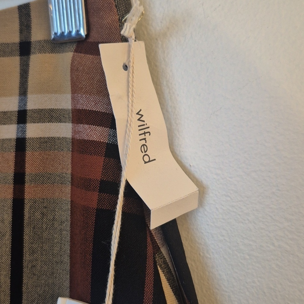 NWT Wilfred Aritzia Plaid Mini Skirt Brown Beige Preppy Dark Academia Size 00 - Picture 6 of 11